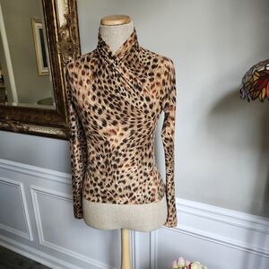 Carlisle animal print wrap crisscross top S